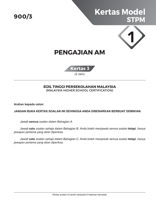 Skor A Kertas Model STPM 2023 Pengajian Am Semester 3