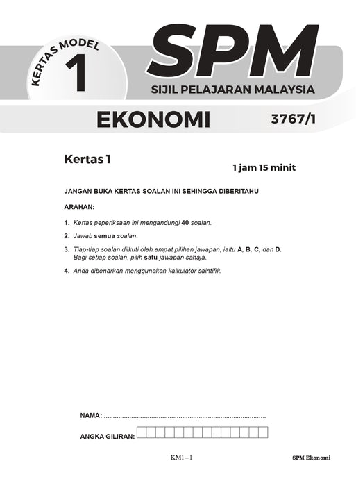 Skor A+ SPM Kertas Model 2024 Ekonomi