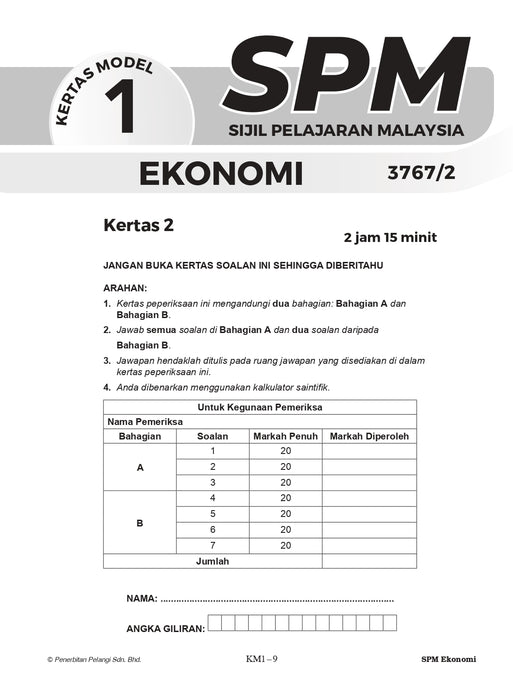 Skor A+ SPM Kertas Model 2024 Ekonomi