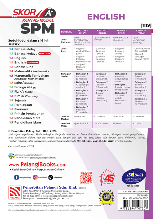 Skor A+ SPM Kertas Model 2024 English