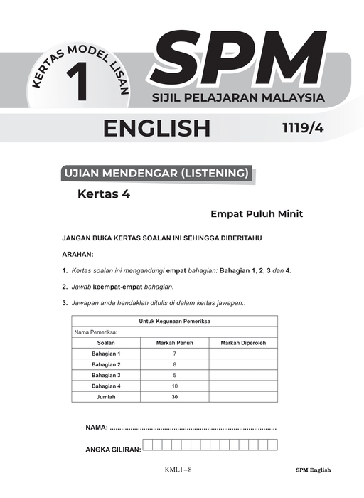 Skor A+ SPM Kertas Model 2024 English