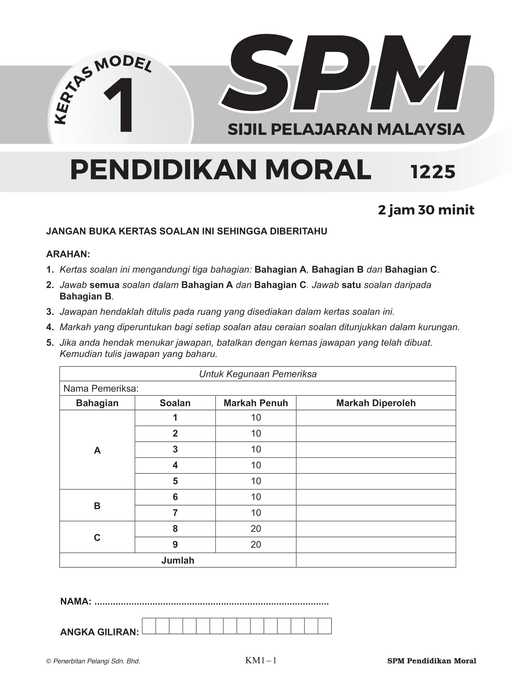 Skor A+ SPM Kertas Model 2024 Pendidikan Moral