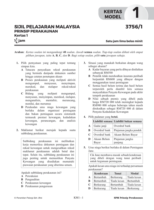 Skor A+ SPM Kertas Model 2024 Prinsip Perakaunan