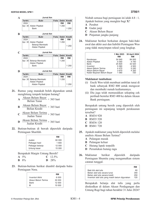 Skor A+ SPM Kertas Model 2024 Prinsip Perakaunan