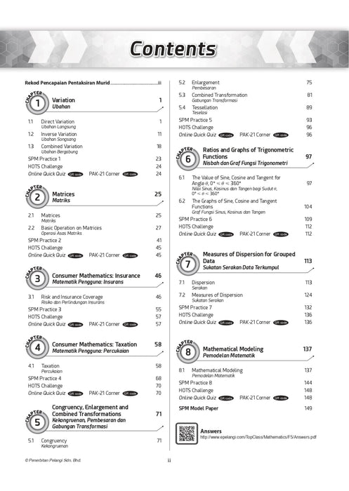 Top Class 2021 Mathematics Form 5