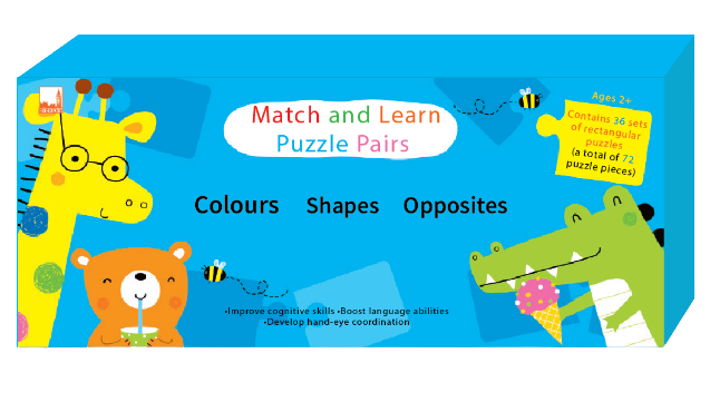 Match and Learn Puzzle Pairs Colours Shapes Opposites