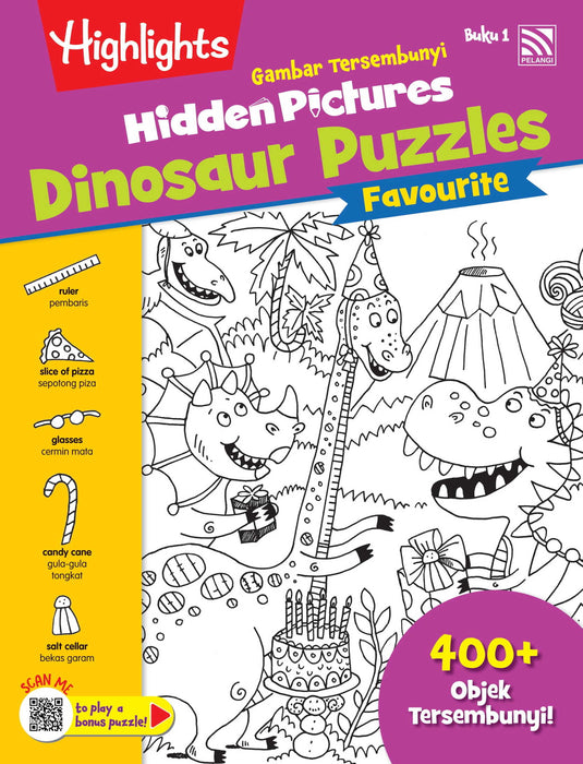 Highlights Hidden Pictures Dinosaur Puzzles Gambar Tersembunyi Buku 1