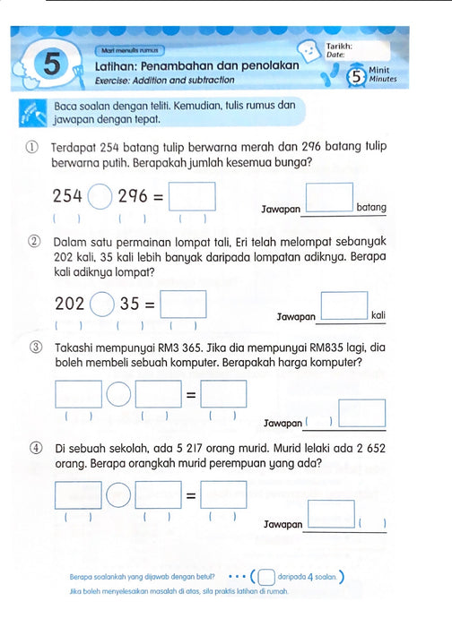 Latihan Matematik 5 Minit Sehari Buku 9 Penyelesaian Masalah