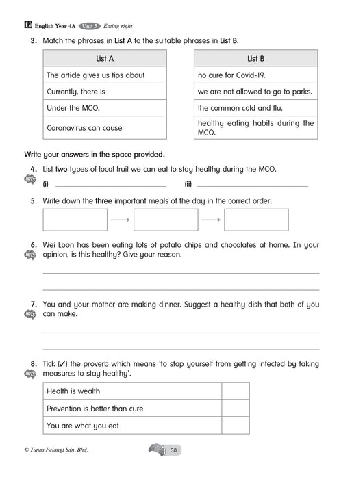 All Round Learning 2021 全能学霸 四年级 4A 英文 English