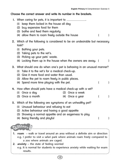 English Comprehension Workbook for Primary 6