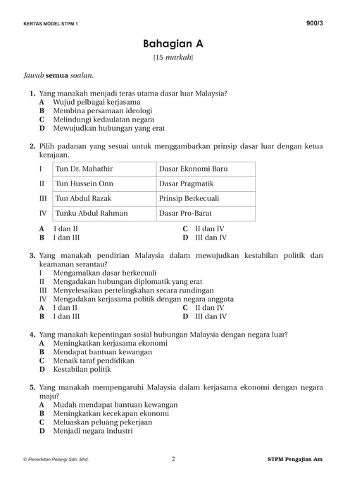 Skor A Kertas Model STPM 2023 Pengajian Am Semester 3