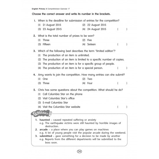 English Comprehension Workbook for Primary 3