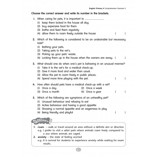 English Comprehension Workbook for Primary 6