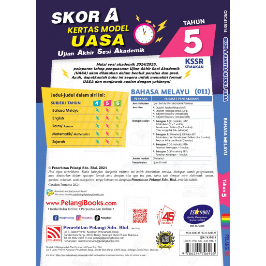 Skor A Kertas Model UASA KSSR 2024 Bahasa Melayu Tahun 5