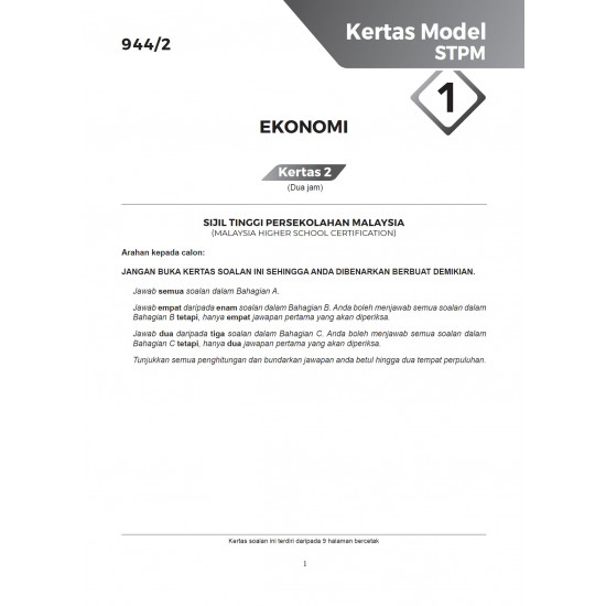 Skor A Kertas Model STPM 2022 Ekonomi Semester 2