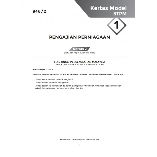 Skor A Kertas Model STPM 2022 Pengajian Perniagaan Semester 2