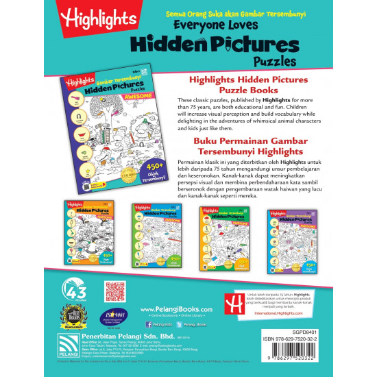 Highlights Hidden Pictures Puzzles Awesome Book 1 (English/Malay)